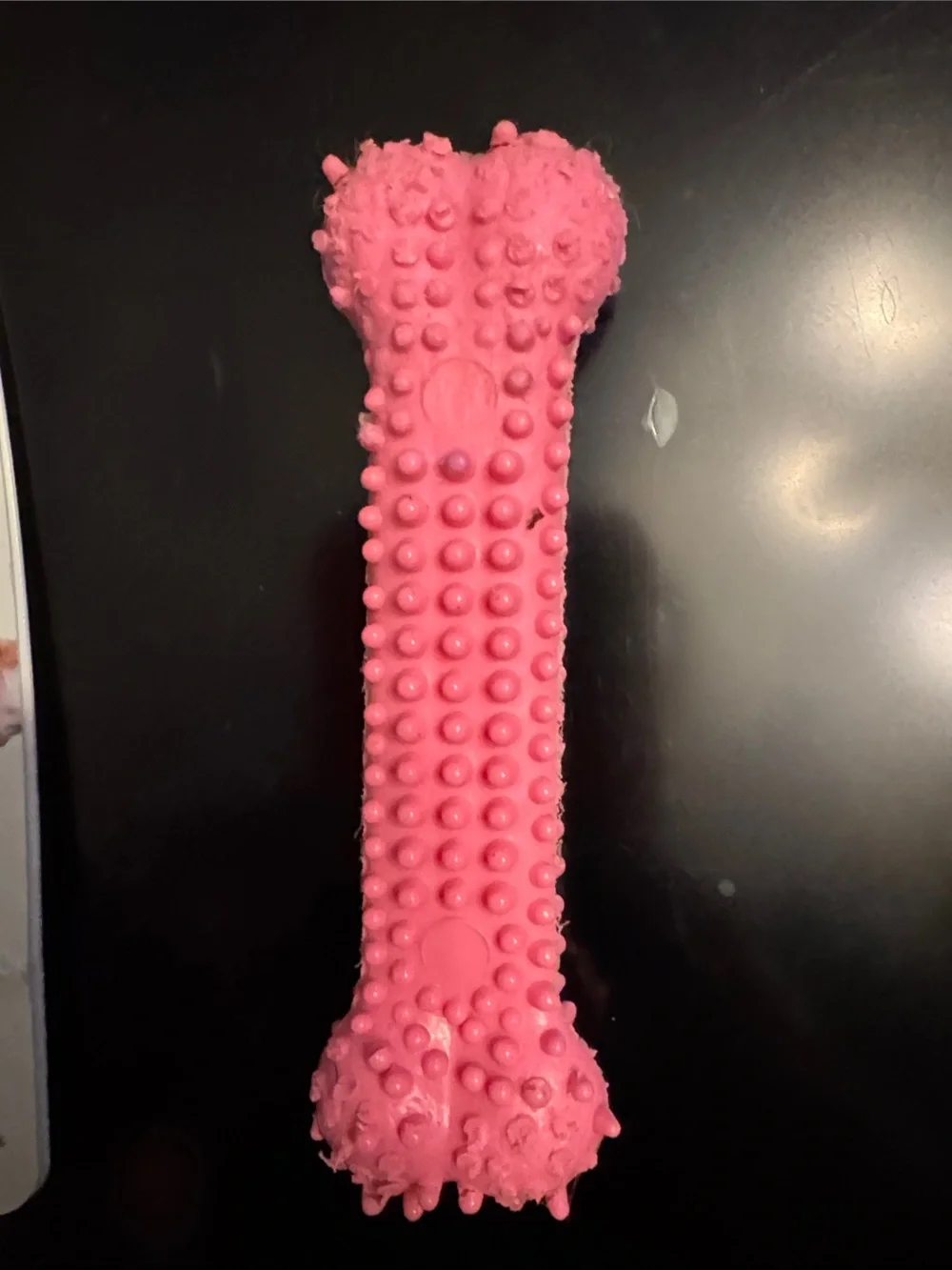 Nylabone Pink Textured Bone Dog Toy puppy chicken flavor USED